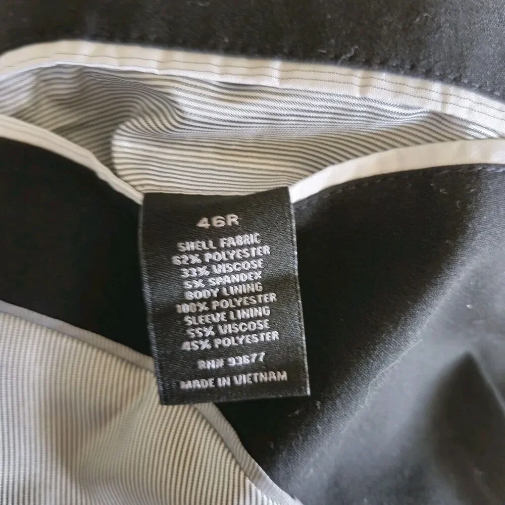 J Ferrar Black Super Slim Fit Blazer 46R NWT Stretch 2 Button Suit Jacket - Picture 15 of 16